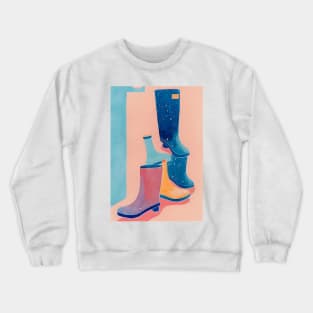 Idle Wellies Watercolor Painting Design Crewneck Sweatshirt